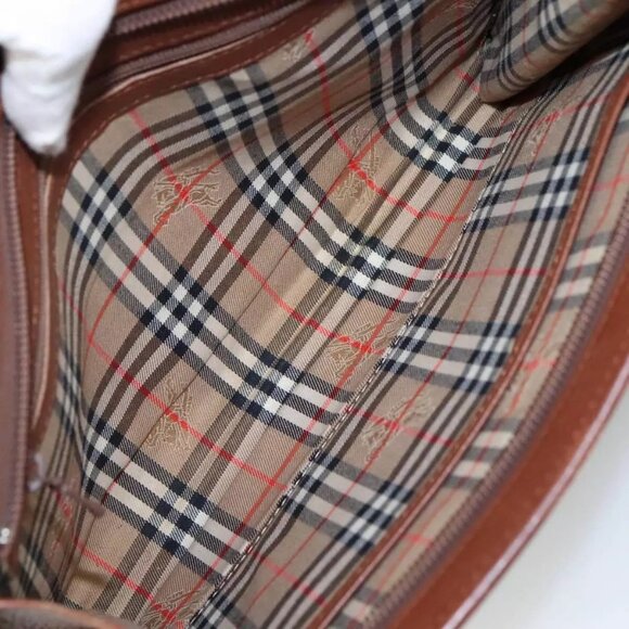 Burberrys Clutch Bag Leather Brown Gold Auth - Picture 14 of 16